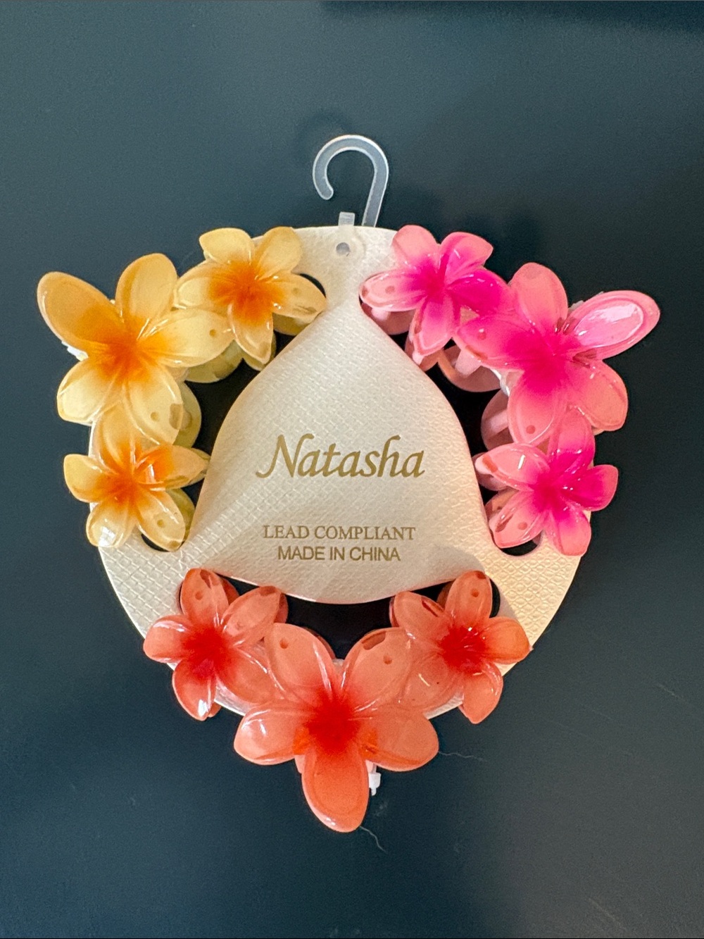 New With Tags Natasha Floral Hair Clip Trio - Pink, Yellow, Coral